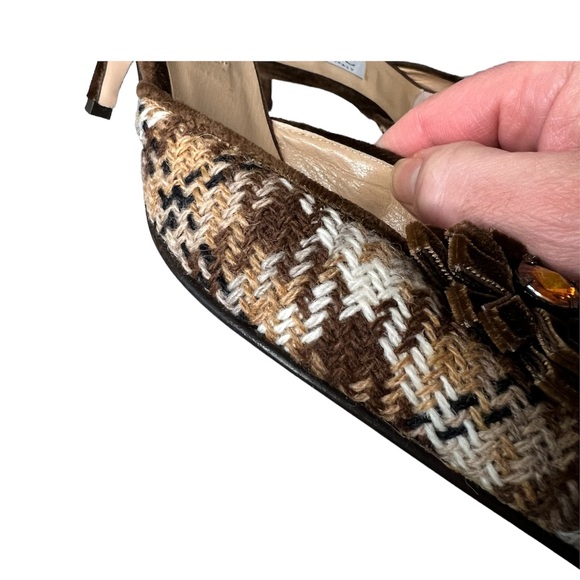 ISAAC by Isaac Mizrahi Brown Tweed Mules 8 NWOB - Picture 3 of 9